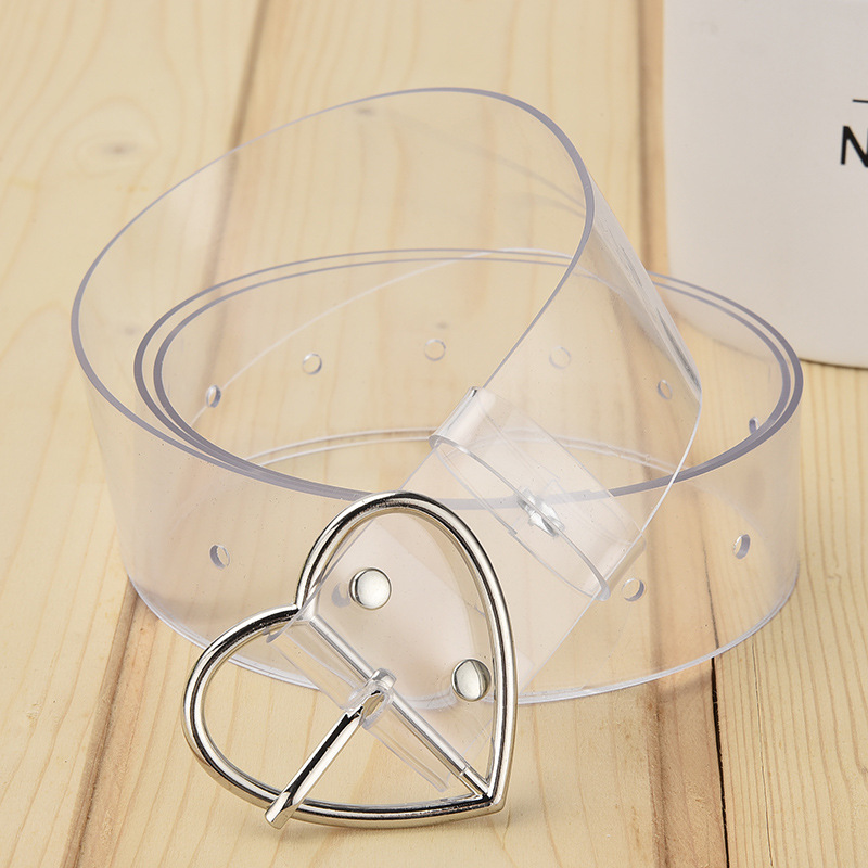 Love Transparent Belt Women's Korean-style Simple All-match Casual Jeans dress Decorative PVC Belt for Female Students