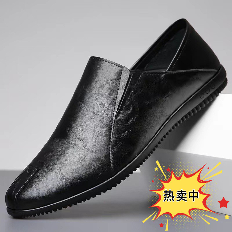 Manufacturer wholesale leather shoes new men's shoes one foot breathable soft sole soft surface men's casual beanie shoes business leather shoes