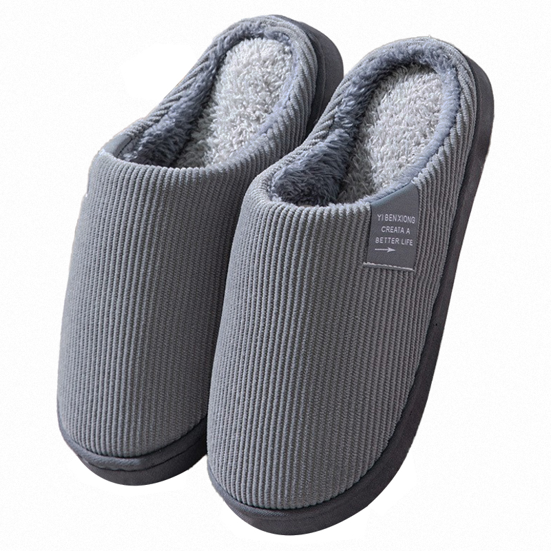 Winter New Cotton Slippers Women's Indoor Home Warm Non-slip Soft Bottom Couple Cute Silent fleece-lined Slippers for Men