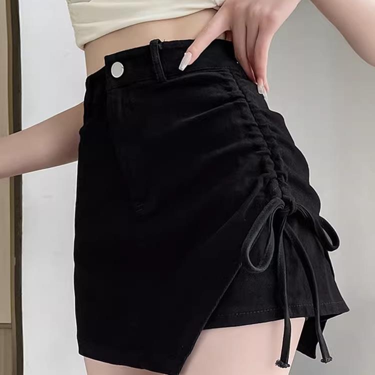 Picture of Black Hot Girl Skirt Women's 2024 Summer New Slim Pleated High Waist Irregular A- Line Hip Skirt Pants