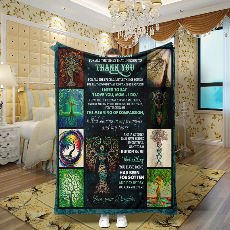 Picture of Family love teachers and students girlfriends love message flannel blanket summer air conditioning blanket autumn and winter nap printing blanket