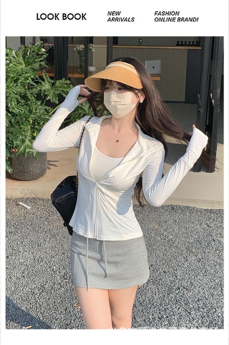Picture of Ice Silk Sun Protection Clothing Women's Summer Thin UV Protection All-match Sun Protection Clothing Loose Sports Outdoor Hooded Coat Women