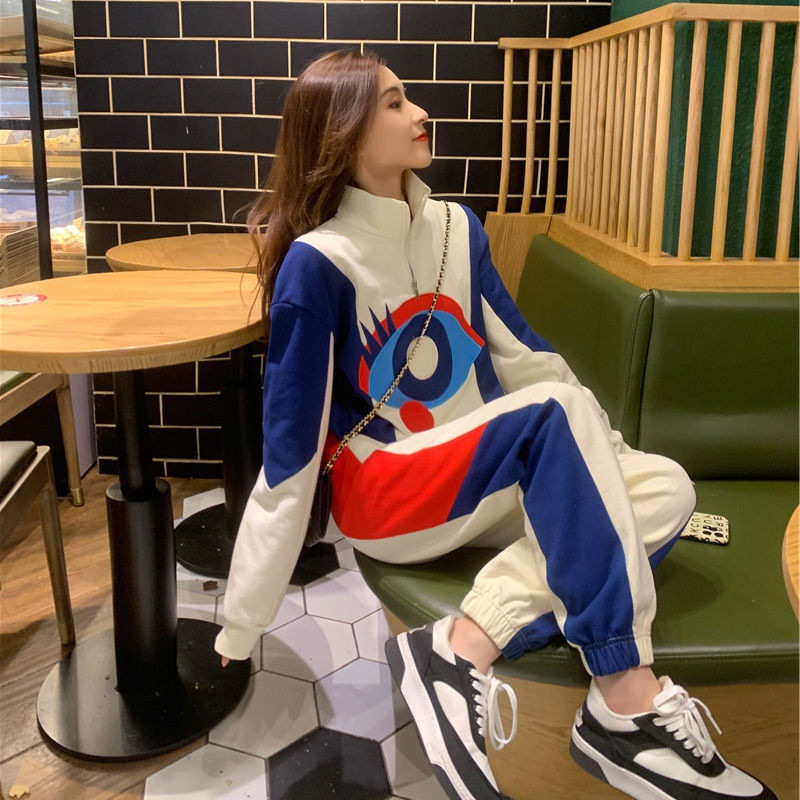 846# Internet celebrity sports suit women's Spring and Autumn 2023 new fashion high-grade long-sleeved sweater Western style two-piece suit