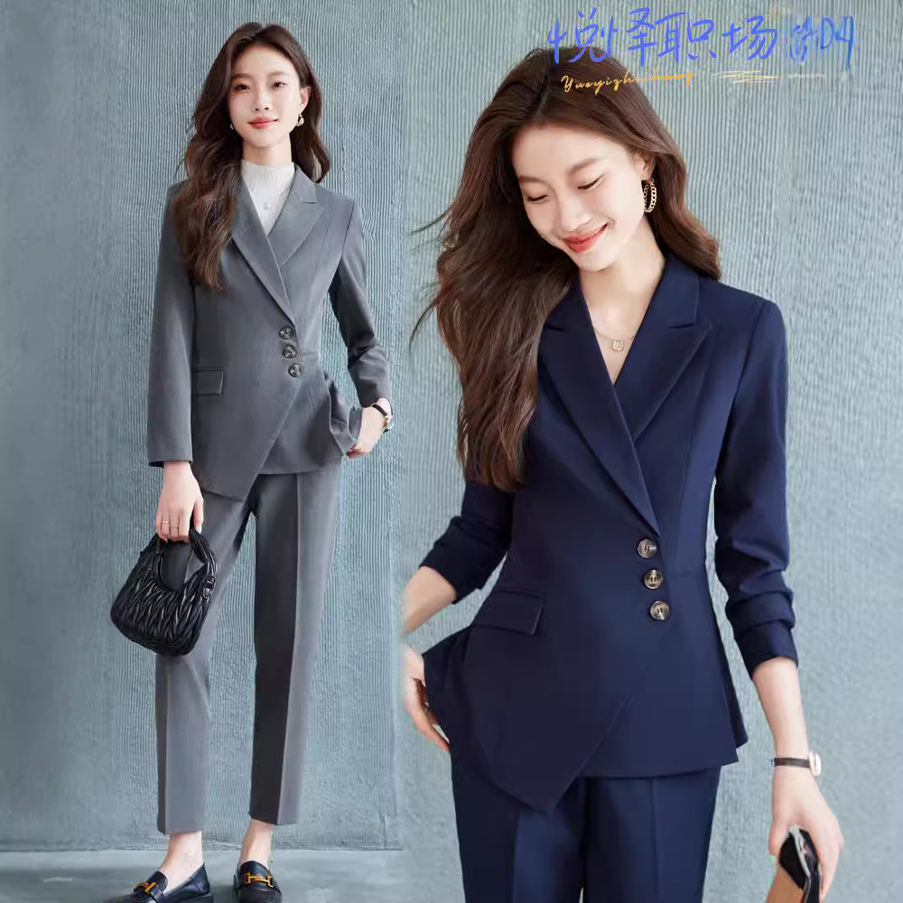 High-grade Sense Gray Suit suit Women's Work Clothes Autumn and Winter New Business Wear Tooling Commuter Dress Suit Jacket