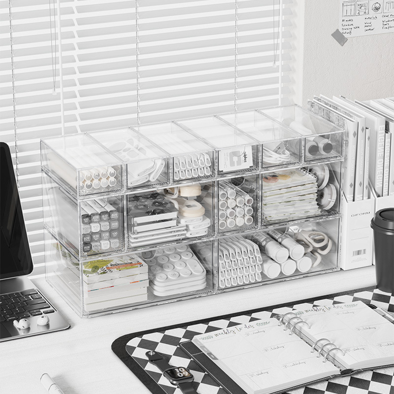 Drawer-type transparent small box desktop storage box classification small objects rectangular high-value acrylic storage box