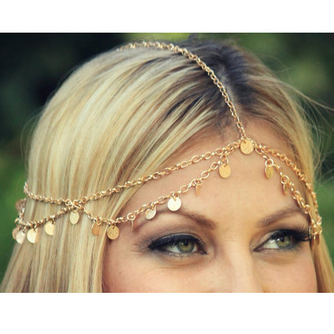Picture of Aliexpress Hot-Selling European and American Foreign Trade New Style Street Style Super Shiny Sequin Wave Tassel Chain Headband A048