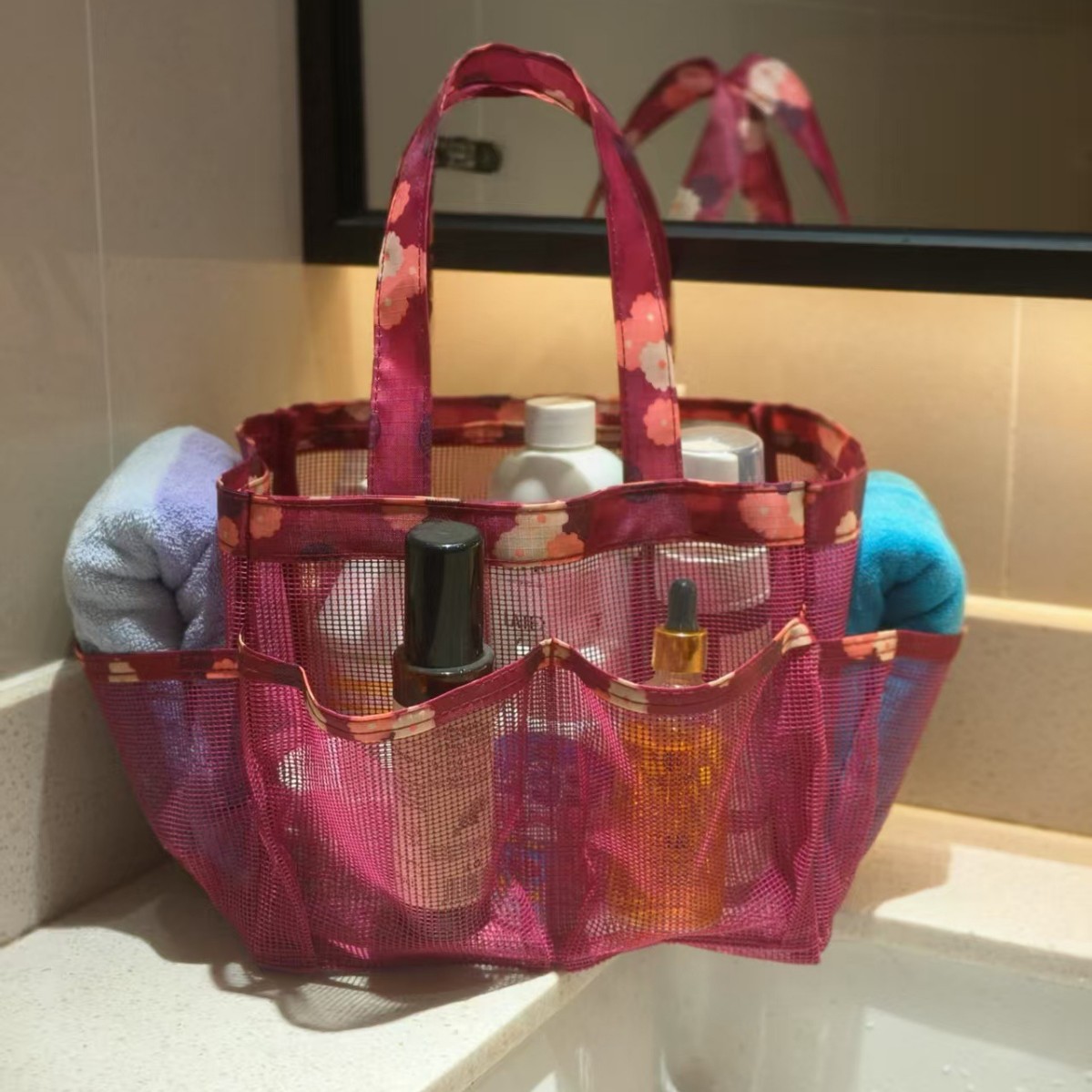 New Style Mesh Bag Toiletry Bag Gym Bag Swimming Bag Mesh Bag Factory Customization