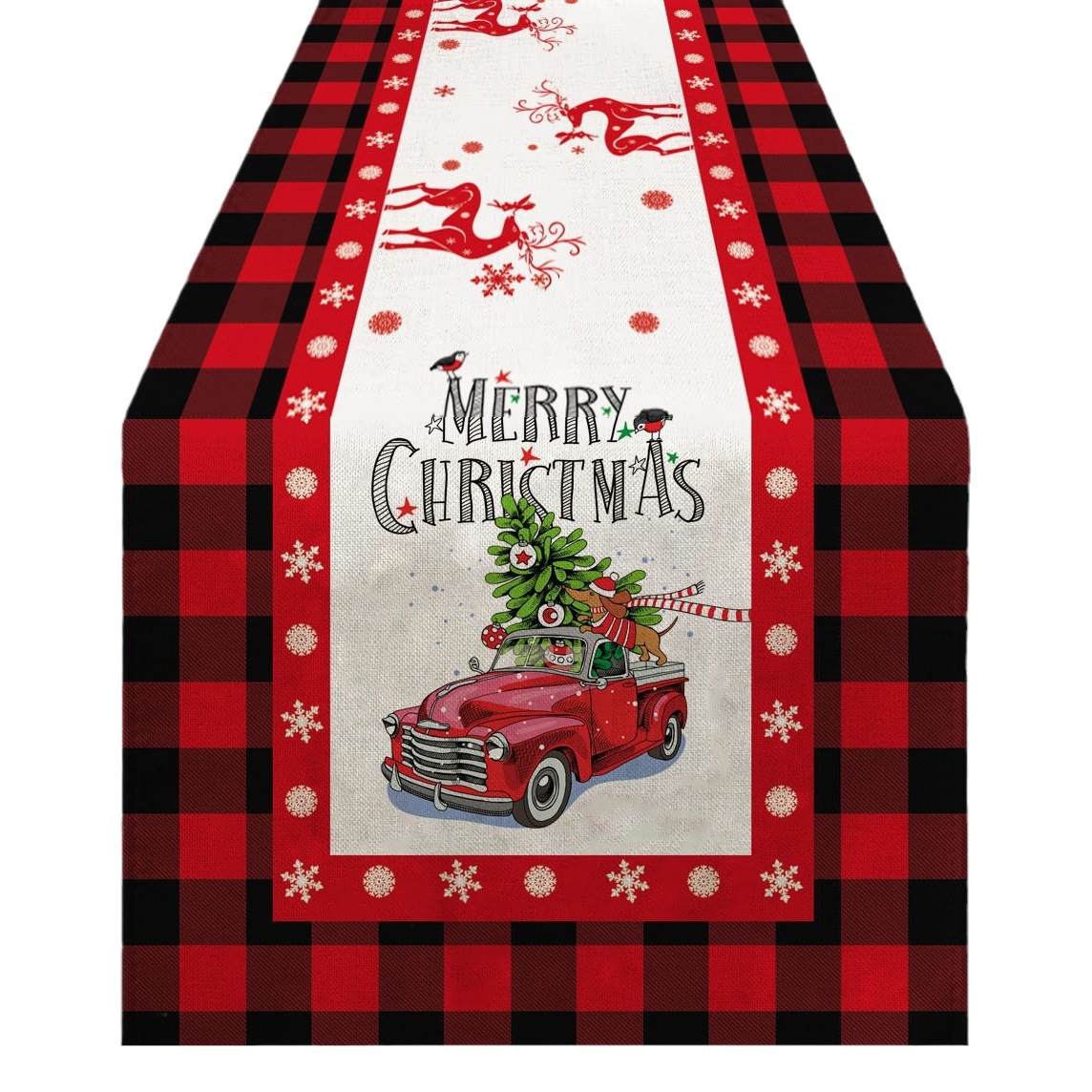 Cross-border new Christmas table runner linen-like long tablecloth Christmas holiday table decoration