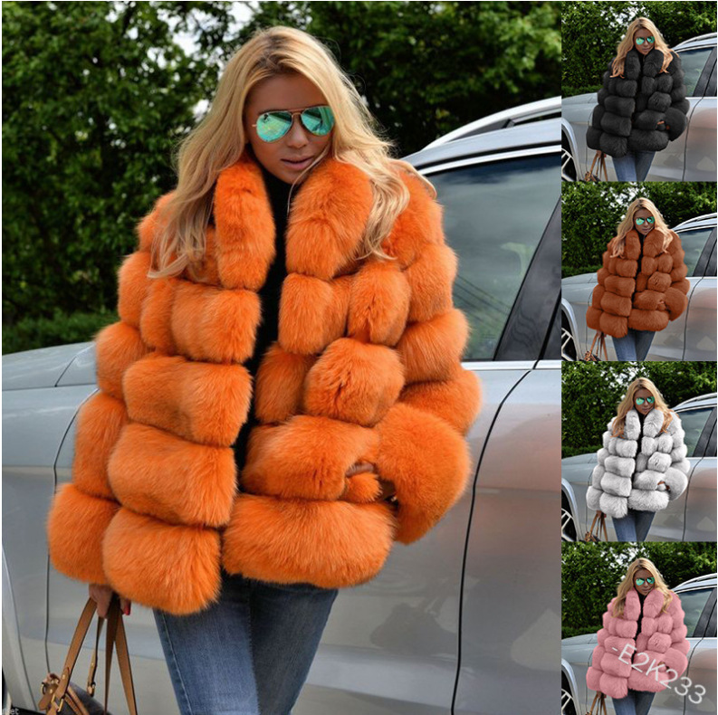 Cross-border fur wholesale autumn and winter new fur coat women's imitation fur coat fox fur stitching in stock manufacturers
