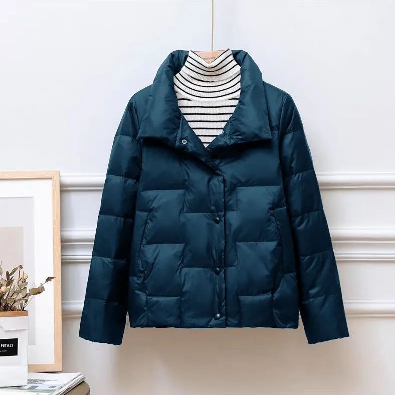 Picture of 2022 Winter New Korean Style Loose Large Size Lightweight Vertical Collar Down Cotton-padded Jacket Casual Short Cotton-padded Jacket Women's Coat