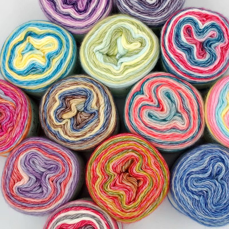 Wholesale Logo gradient cake velvet hand woven wool soft warm wholesale scarf hat with thread fine wool