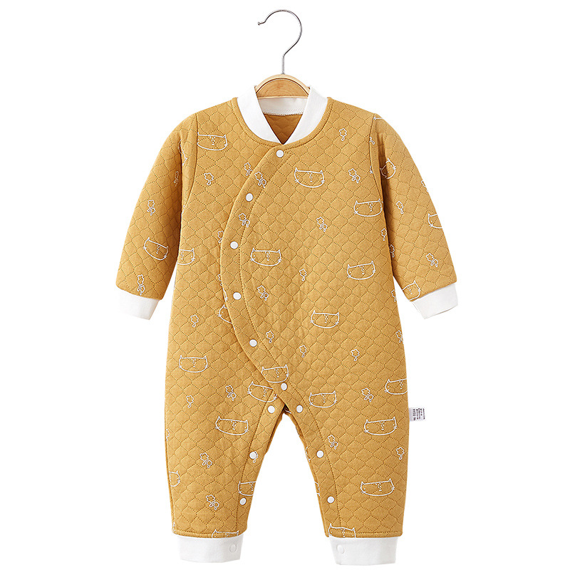 Picture of Baby Jumpsuit Pure Cotton Quilted Crawling Suit Pajamas Seamless Set Unisex Baby Romper Autumn and Winter Outfit Cartoon Pattern