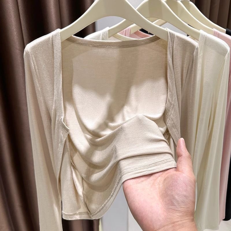 Super Feel Modal Cotton Short Sun Protection Clothing for Women Summer New Dopamine Super Elastic Shawl Thin Blouse Top