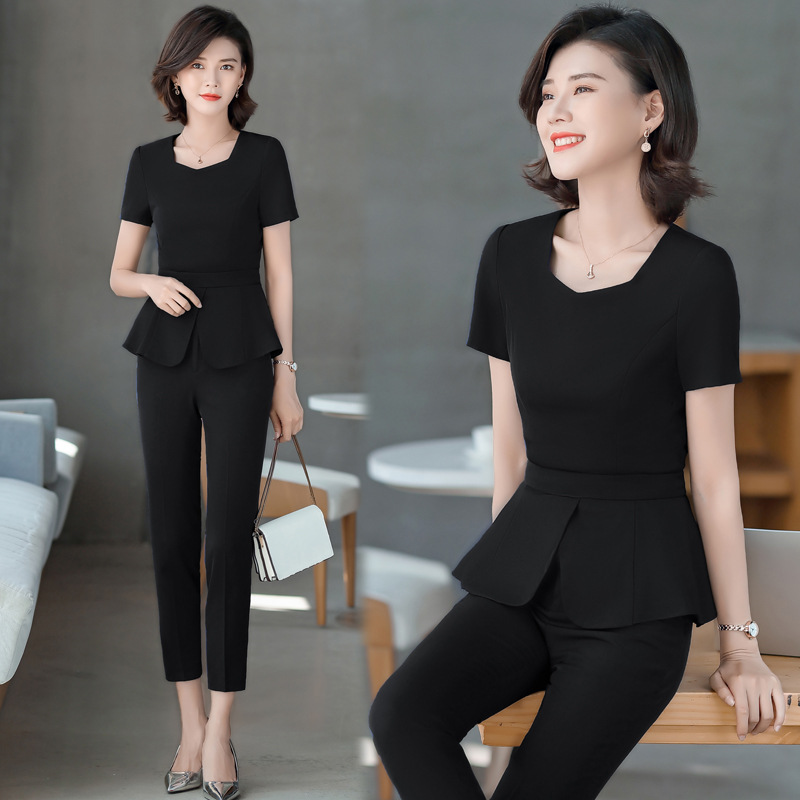 Professional suit women's summer new fashion dress jewelry shop beautician work clothes thin short sleeve two-piece suit