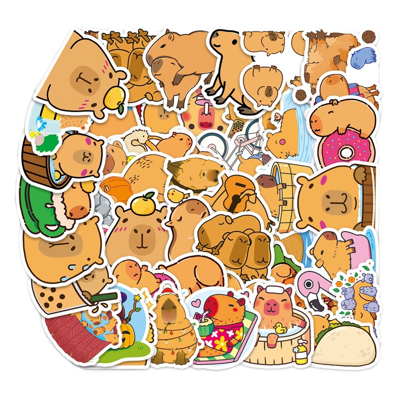 50 pieces capybara graffiti stickers cross-border cartoon animal capabala DIY phone case luggage stickers waterproof