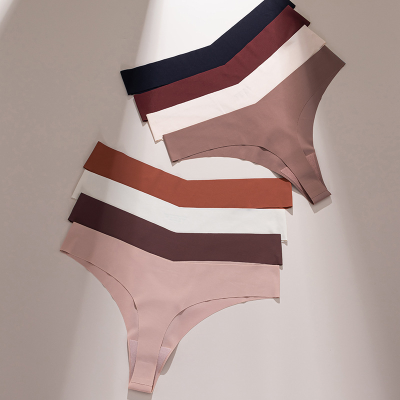 New cross-border European and American seamless ice silk T-line pants women's low waist plus size briefs breathable yoga sports underwear women