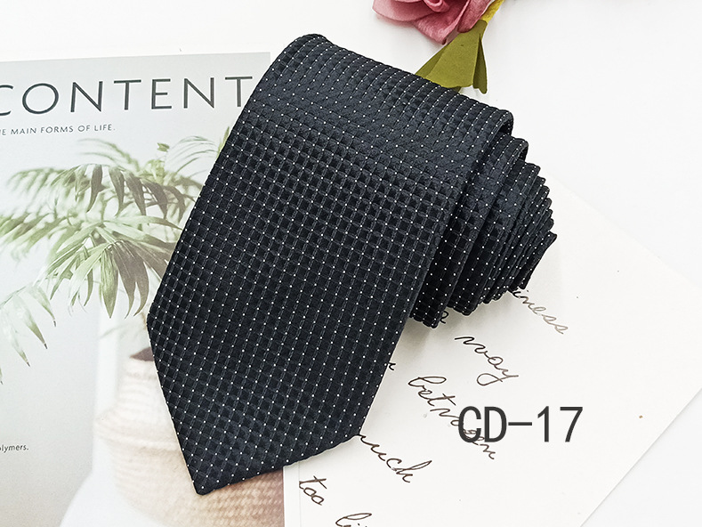Picture of Manufacturer in stock men's business tie 8cm hand-punched professional formal wear interview striped tie men's Jacquard polyester silk