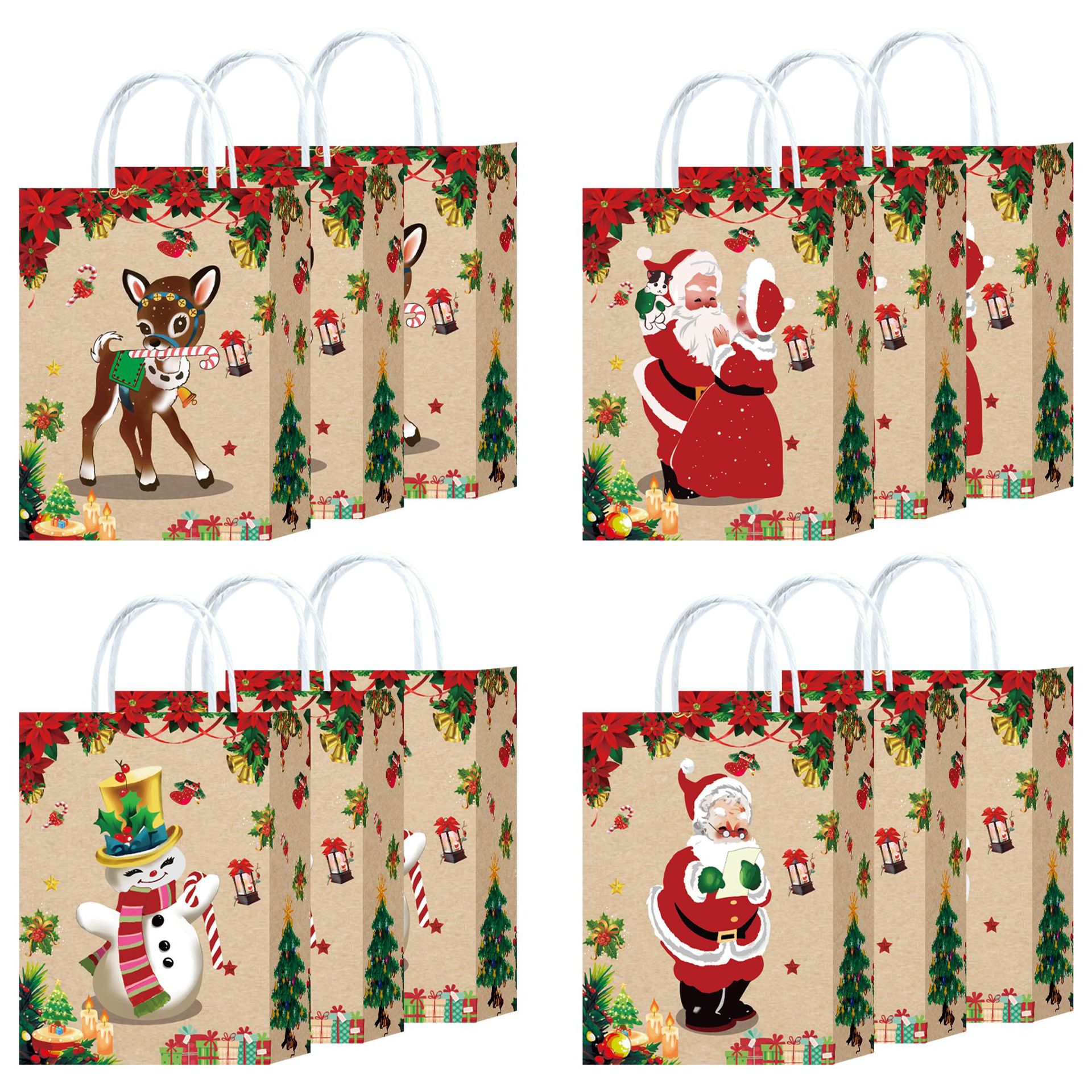 Amazon Christmas Holiday Theme Kraft Paper Bag Christmas Gift Bag Clothing Jewelry Shopping Mall Portable Paper Bag