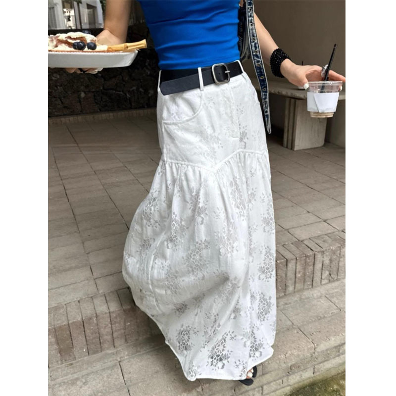 Picture of Fashion Design G-Level Sense Lace Elegant A- Line Skirt Fashion All-Match Loose Waist Slimming Skirt Women's Spring