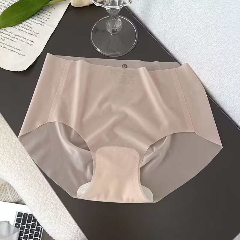 Picture of Nude Ultra-Thin Breathable Ice Silk Seamless Underwear for Women Invisible Mid-Waist Butt Lift Quick-Drying One-Piece Facial Mask Briefs