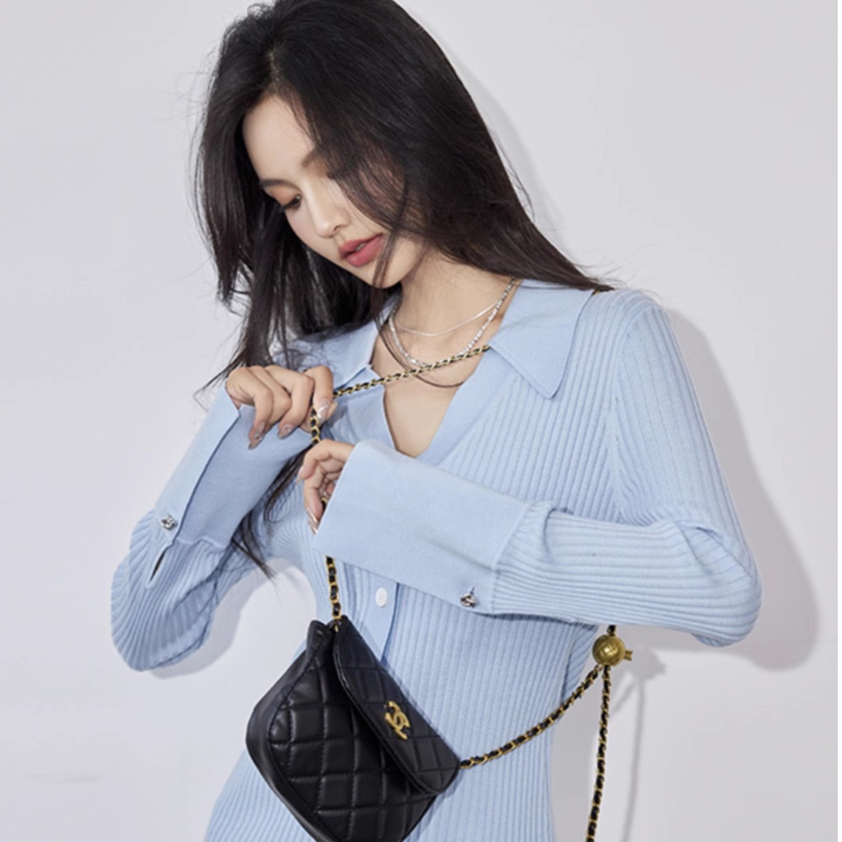 Sweet Chic Gentle Wind Thin 2024 Spring and Autumn Slimming V-neck Slim-fit Knitwear Cardigan Top Women's Clothing