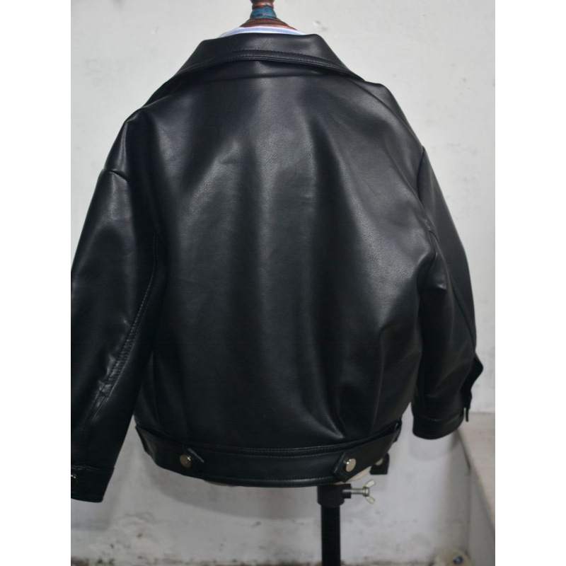 Picture of Boys' Leather Jacket 2024 Autumn Children's Korean Loose Top Long-sleeved Motorcycle Jacket Leather Fashionable Cool and Handsome
