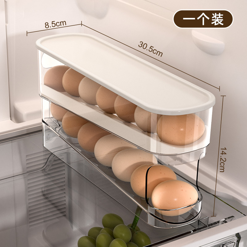 Picture of Household Slide Egg Box Refrigerator Side Door Special Automatic Egg Roller Kitchen Countertop Anti-drop Egg Storage Box