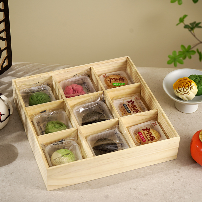 Picture of Mid-Autumn Festival Gift Box Custom Solid Wood Packaging Moon Cake Box Custom Satchel Gift Tea Box Small Batch Souvenir Wood