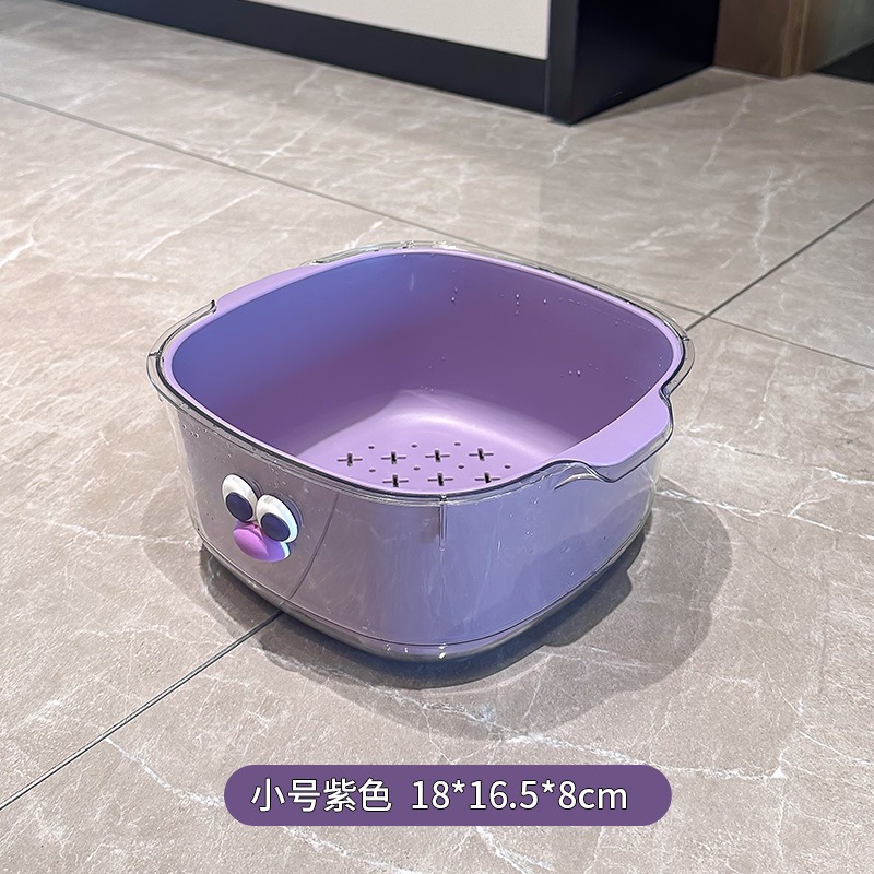 Picture of Double Layer New Dopamine Drain Basket Cute Household Fruit and Vegetable Cleaning Basket Two-in-One Thickened Vegetable Washing Basket
