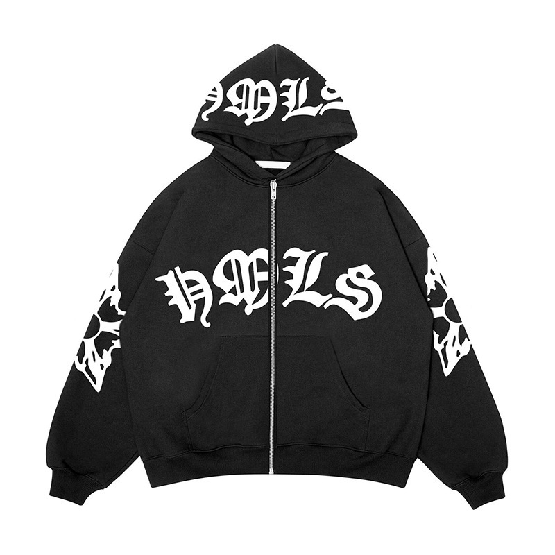 Picture of Spot 2023 Cross-border AliExpress Women's Street Loose Hoodie Foam Printed Zipper European and American Hoodie