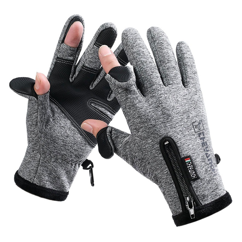 Cycling Gloves Men's Autumn and Winter Q808 Outdoor Sports Waterproof Leakage Two-Finger Touch Screen Cycling Gloves Warm Fishing Gloves
