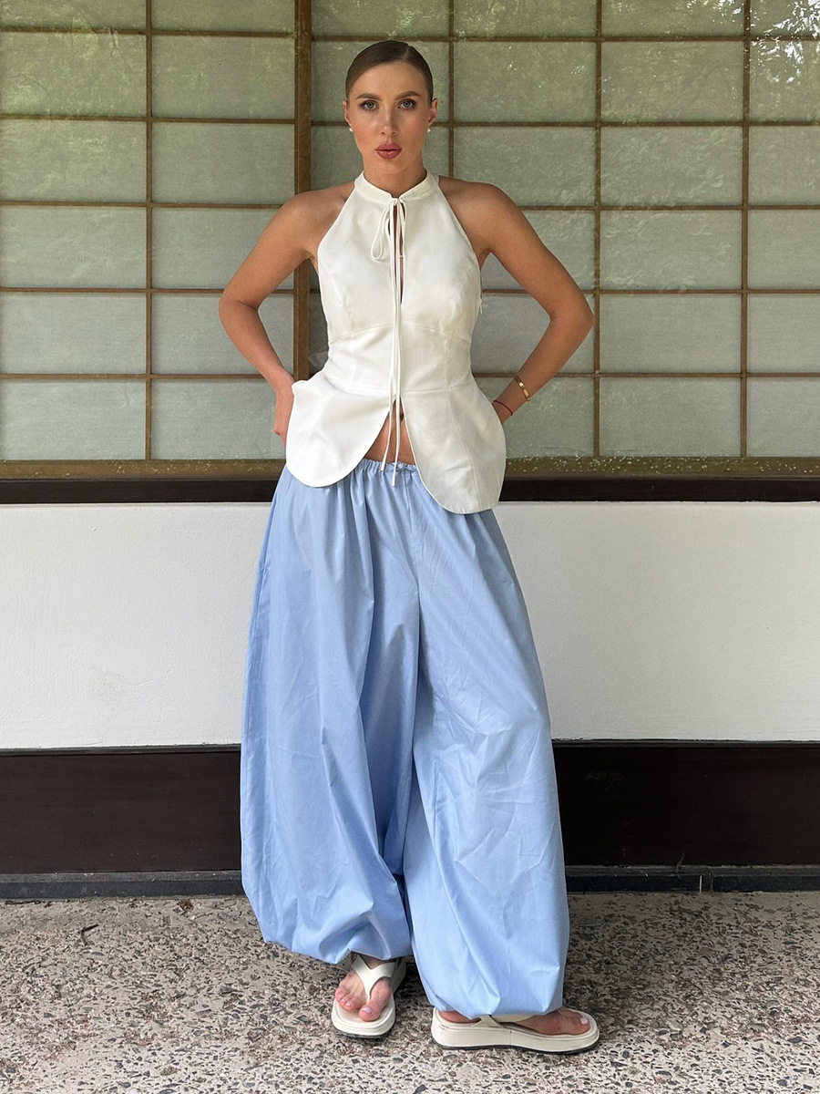 Cross-Border Pure Cotton Bloomers European and American 2025 Autumn Street Trendy Casual Lazy Wide-Leg Pants Loose Bloomers for Women