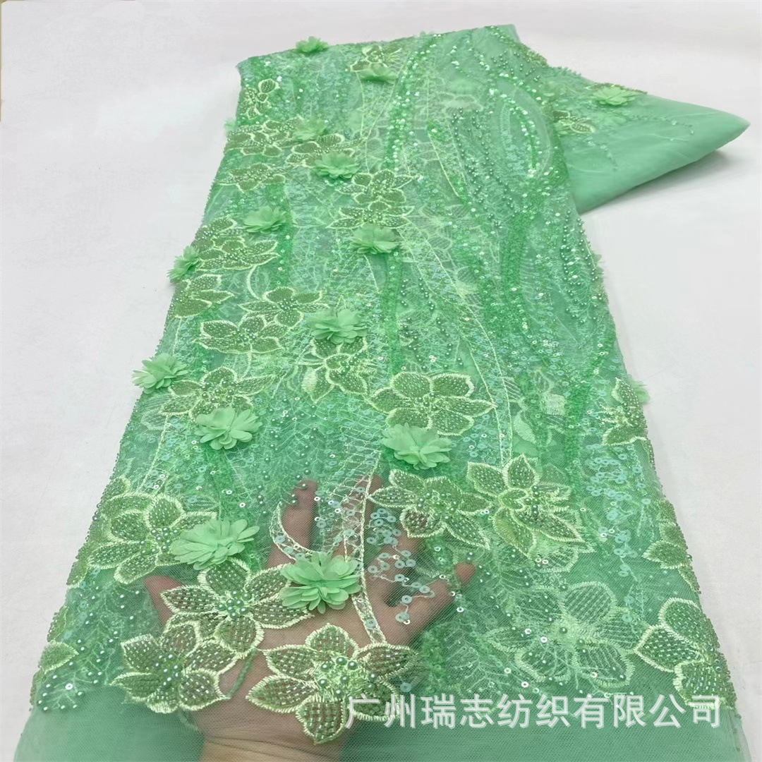 Picture of New Cross-border Europe, America, Middle East and Africa Three-dimensional Flower Beaded Lace Wedding Dress Children's Wear Fabric