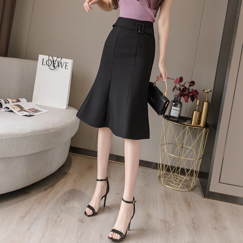 Picture of Skirt Women's 2025 Summer High Waist Covering Fishtail Skirt Mid-Length Professional Skirt Ol