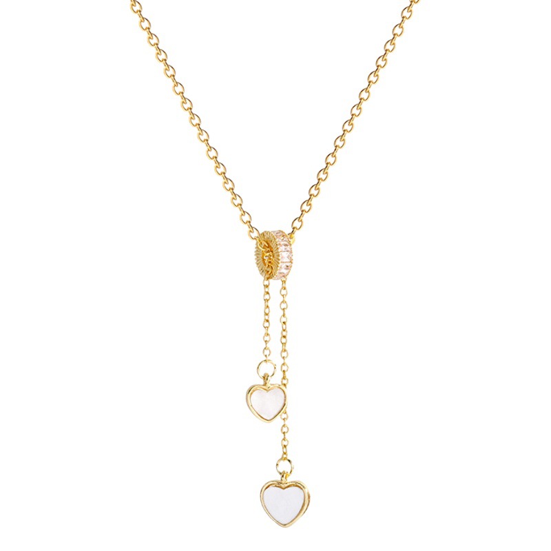 Korean style fashionable simple titanium steel necklace Women's Light luxury trendy niche clavicle chain internet celebrity elegant zircon pendant wholesale