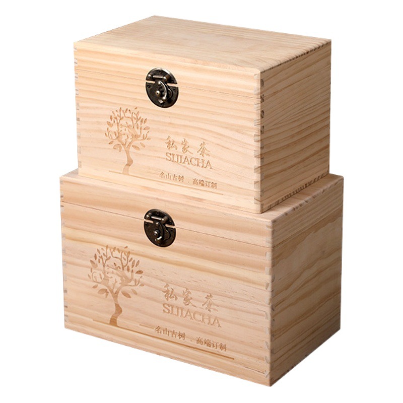 Picture of Tea Wooden Box Solid Wood Wooden Box Fuding White Tea Loose Tea Pu'er Baihao Silver Needle Gift Empty Box Storage Packaging Box
