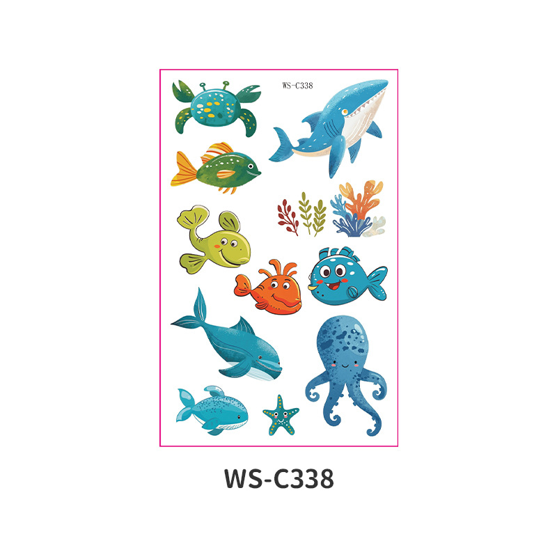 Picture of Spot Wholesale Children's Cartoon Original Tattoo Stickers Marine Animal Summer Tattoo Stickers Dolphin Shark Little Whale