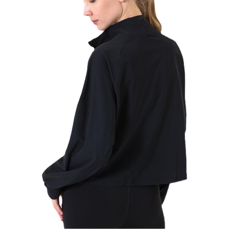 Anti-ultraviolet Quick-drying Long-sleeved Shirt Women's Sports Top Loose Breathable European and American Fitness Wear Jacket Nylon Sunscreen
