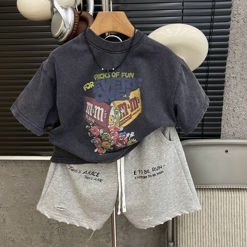 Picture of Boys' Western Style Cartoon Short-sleeved T-shirt 2025 Summer New Style Baby's Old Cotton Crewneck Base Shirt T-shirt