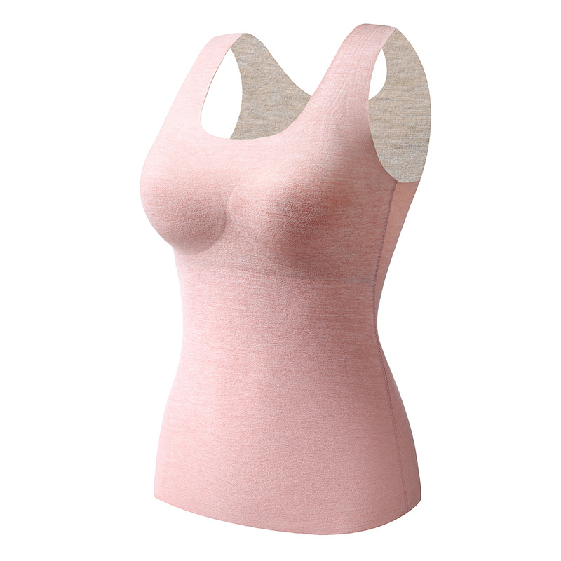 Picture of Velvet Thermal Underwear Vest Seamless Thermal Top fleece-lined Slim-fit Inner Wearing Outer Wearing Fixed Chest Pad Cashmere Silk