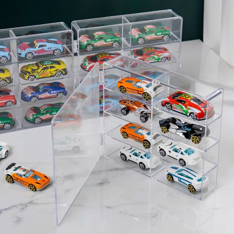 Domeca Toy Car Model Storage Box Transparent Model Storage Rack Display Cabinet 1:64 Stacked Car Display Rack