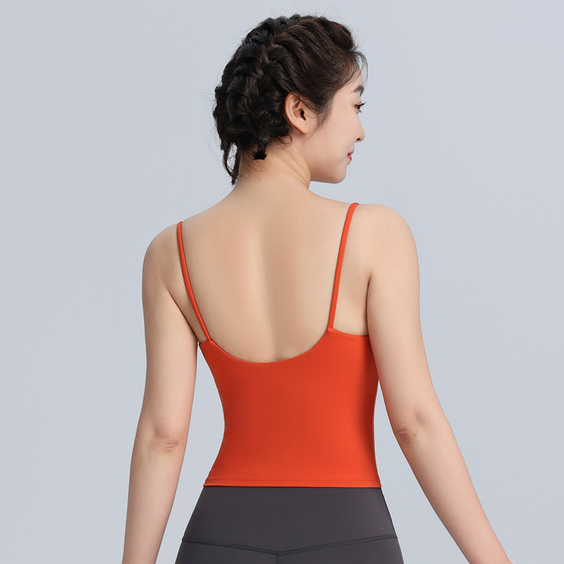 Yoga Vest Sports Bra Fitness Sling Shockproof Running Medium Strength Fixed Cup Yoga Wear Outer Wear