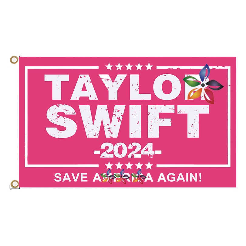 Regular 3x5ft Polyester 2024 Election Flag with Double Buckle Pink TAYLO 2024 Election Flag No.4