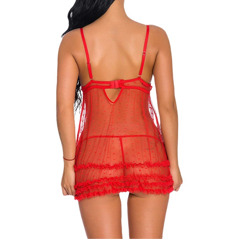 European and American Foreign trade mesh transparent suspender skirt sexy women's Christmas clothes one-piece delivery midnight temptation sexy underwear