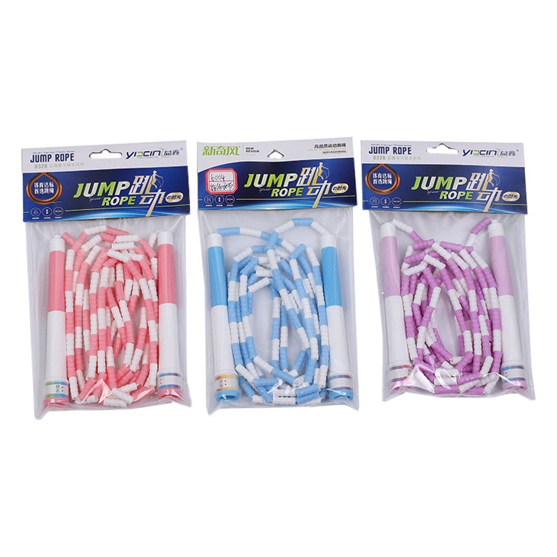 New Children's Bamboo Rope Skipping Soft Beads Not Knotted Primary and Secondary School Students' Kindergarten Signature Adjustable 100-Section Rope Skipping