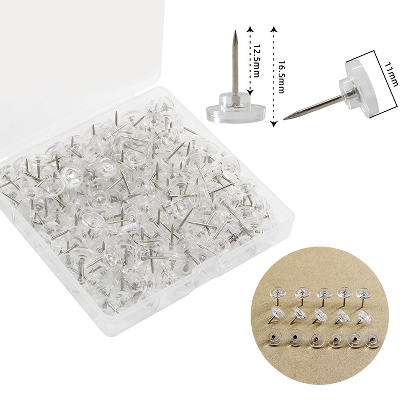 Picture of Wholesale Transparent White Black Round Flat Head Thumbtacks for Home Fixing, Office Cultural Wall Decoration Push Pins