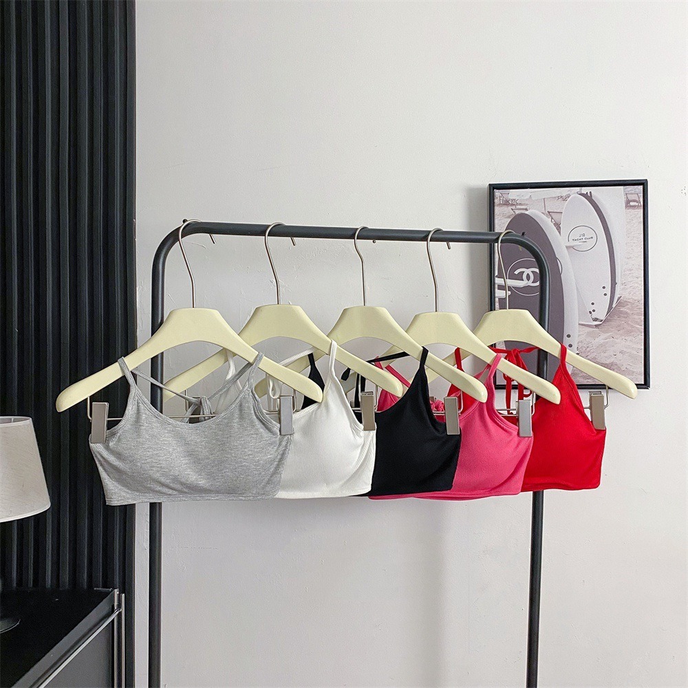 Picture of With Chest Pad Short Hanging Neck Strap Vest Underwear Women's Hot Girl Beautiful Back Wrap Chest Sexy Tube Top with Base