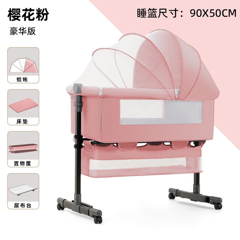 Picture of Baby Bed Neonatal Bed Splicing Big Bed Baby Shaker bb Children's Bed Multi-functional Mobile Foldable Bed