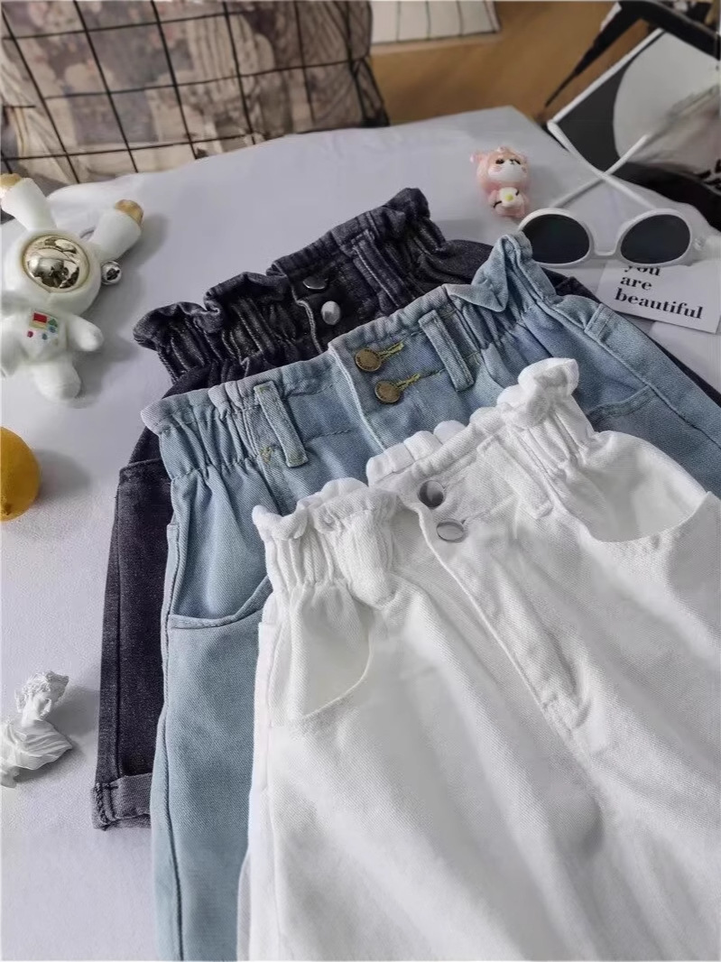 Denim Shorts for Women Summer 2025 New Korean Style High Waist Large Size Fat mm Elastic Waist Slimming Look A-Line Wide Leg Hot Pants