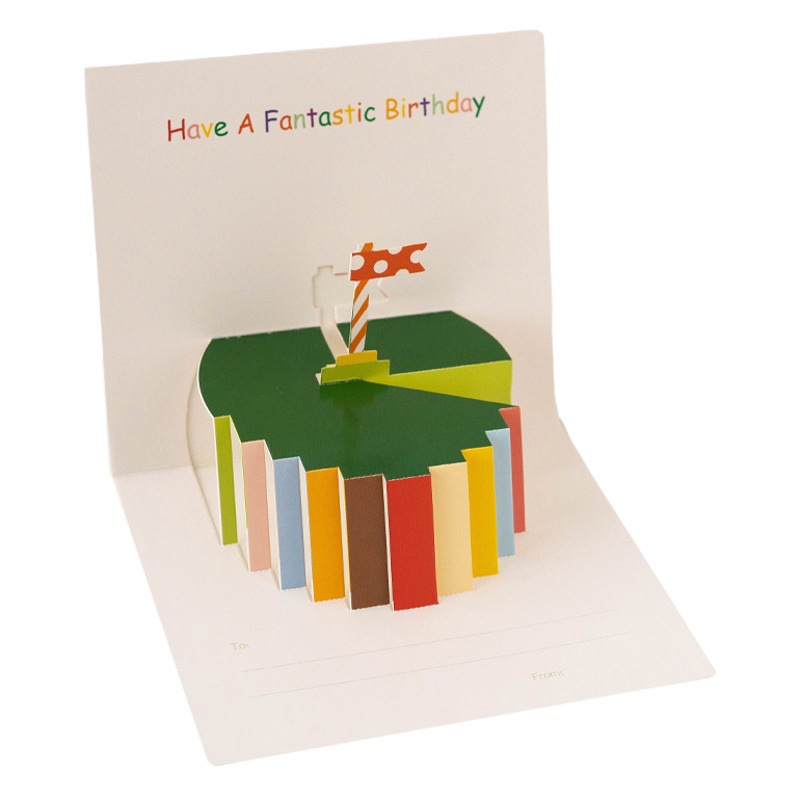Senyu leaf 3D cake birthday three-dimensional greeting card creative exquisite cute children gift handwriting blessing small card
